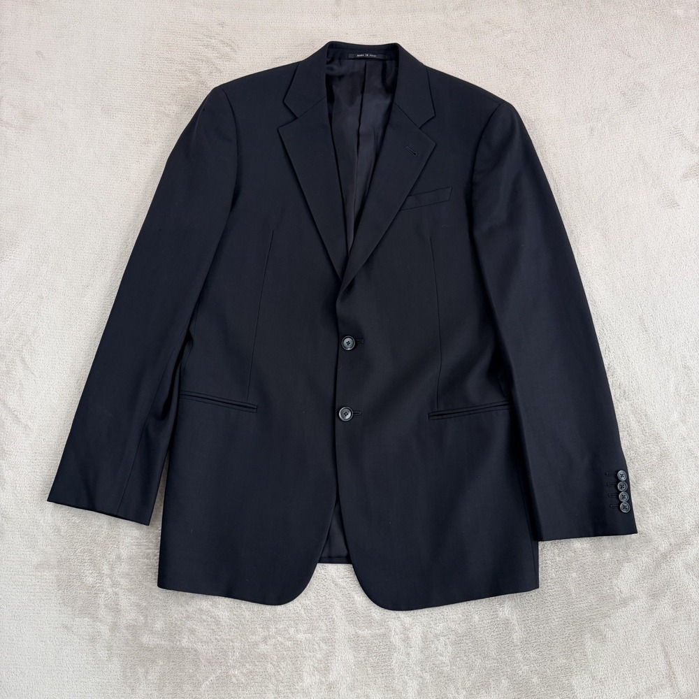 Vintage Armani Collezioni Sport Coat Blazer in Black Wool Men 42L Made in Itlaly